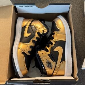 Black and Gold High-Top Sneakers